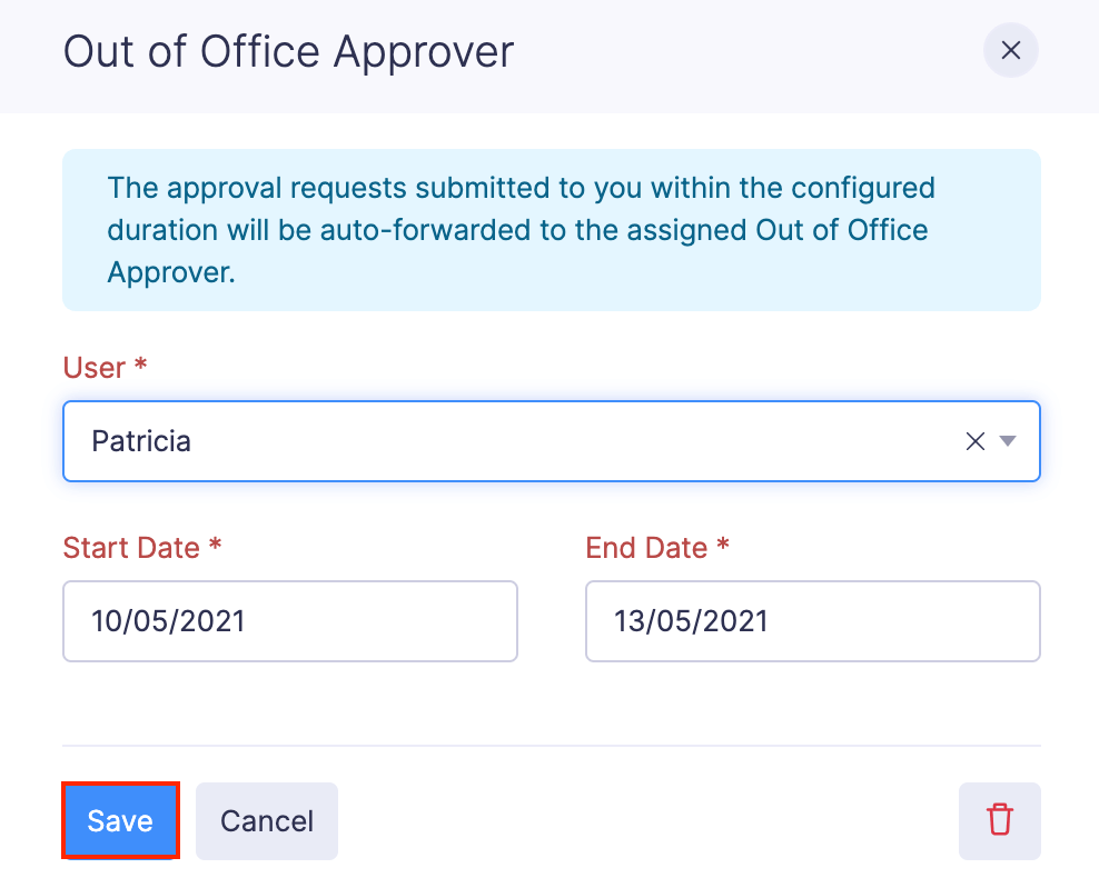 Change Out Of Office Approver