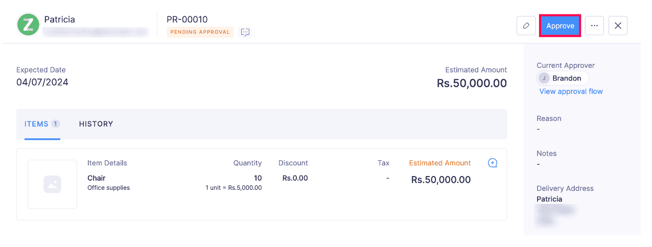 Approve a Purchase Request