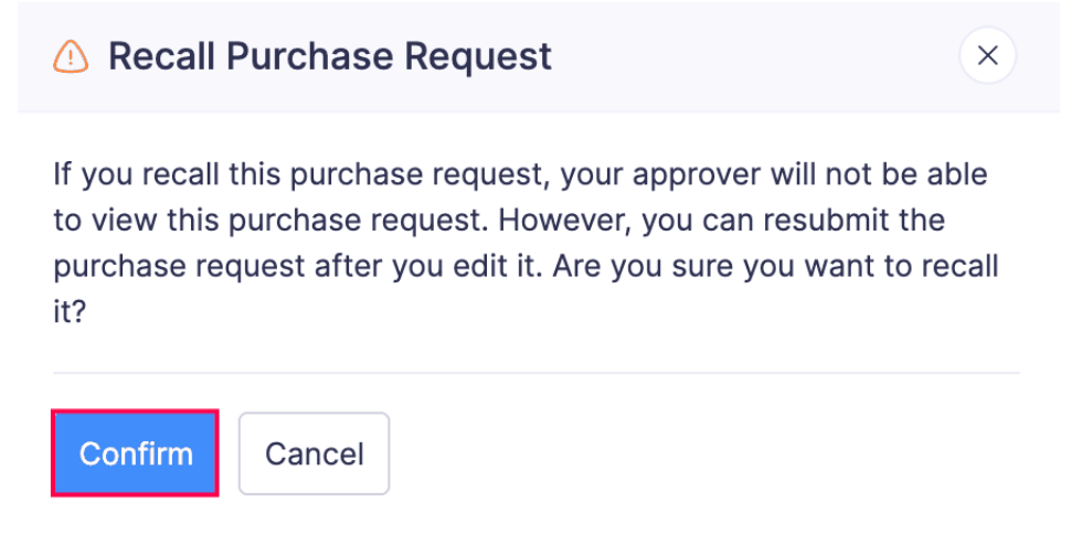 Confirm Recall action