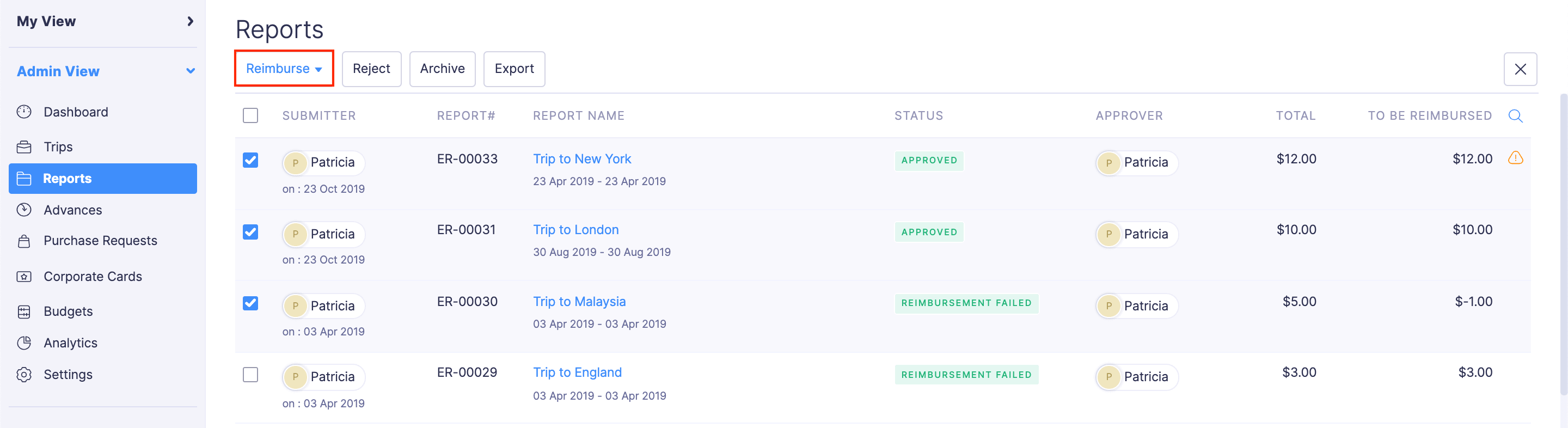 Record Reimbursements in Bulk