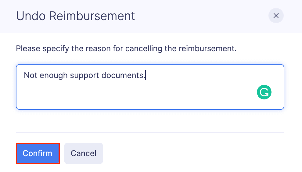 Undo Reimbursement