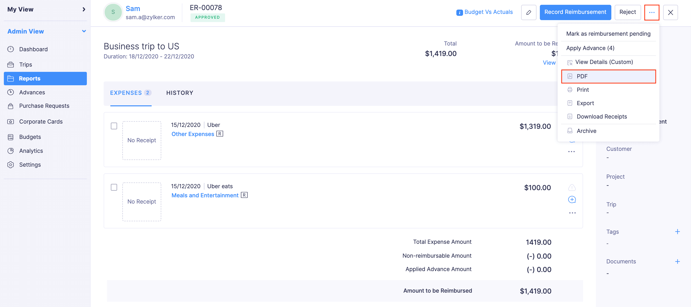 Export All Users' Reports