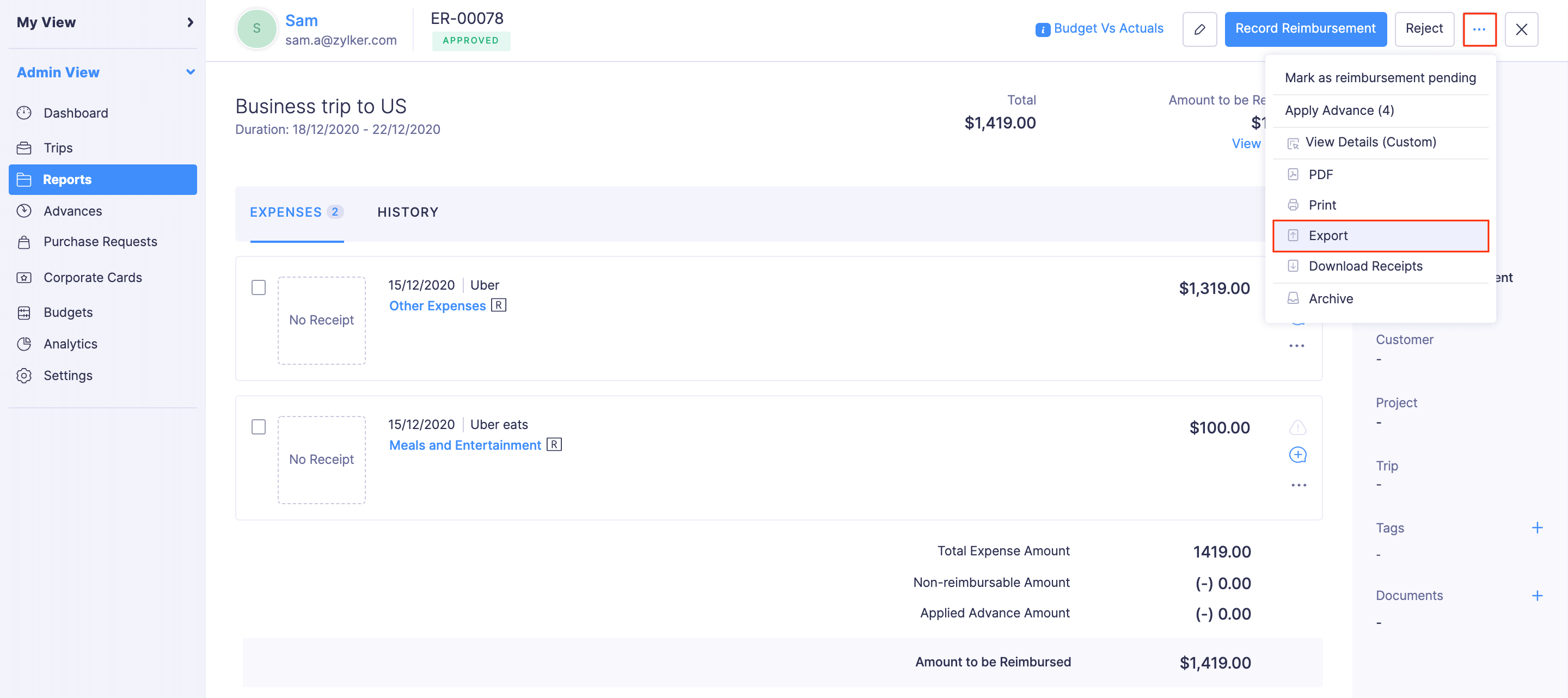Export All Users' Reports