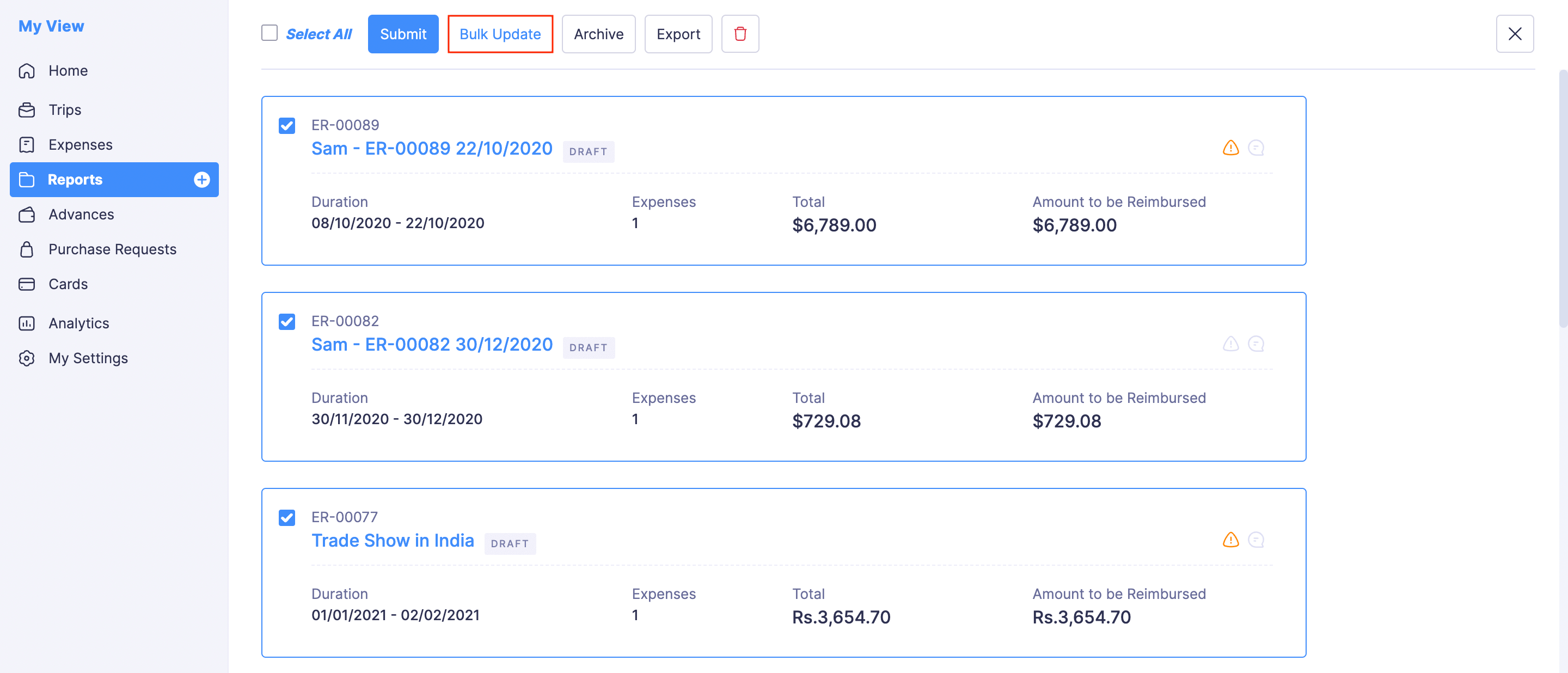 Update Reports in Bulk