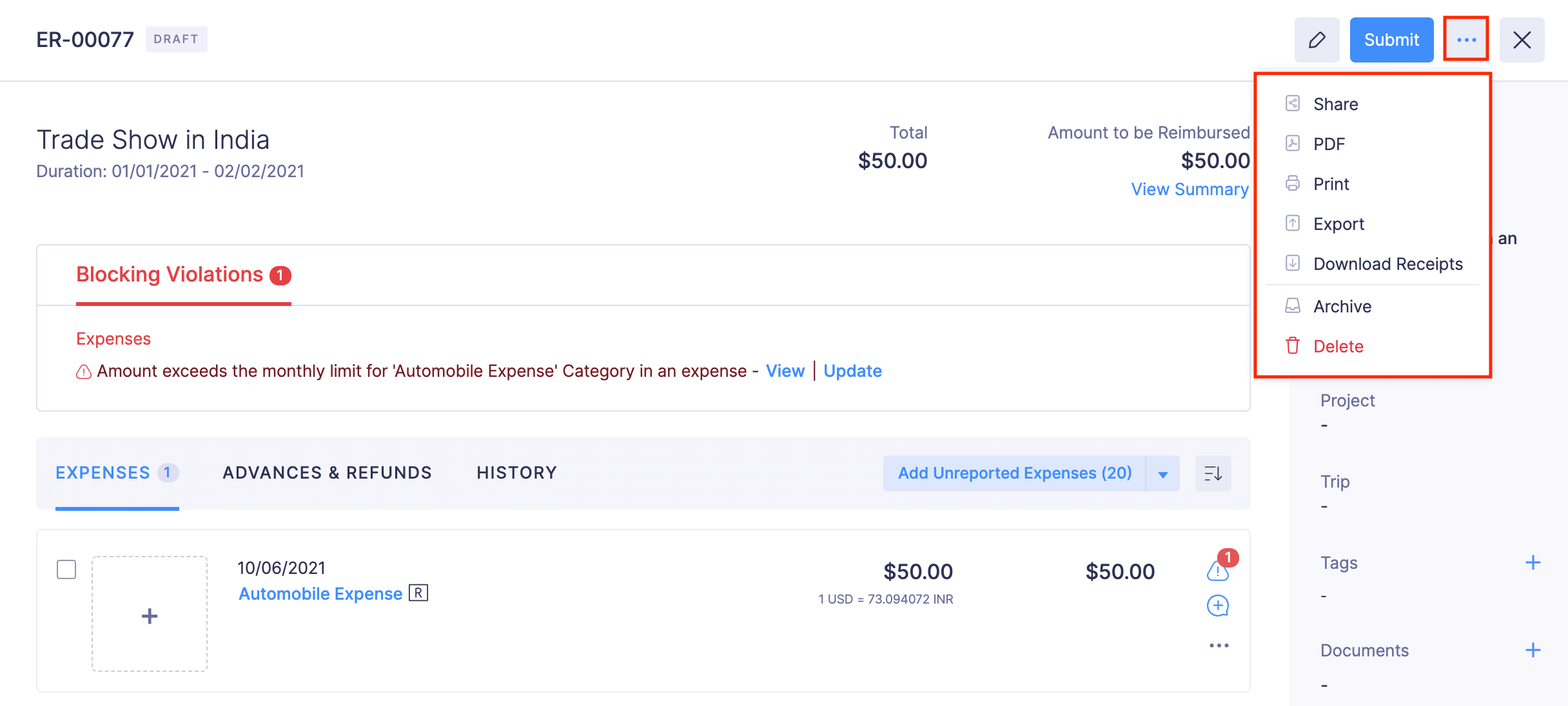 Share, Print, and Archive Report