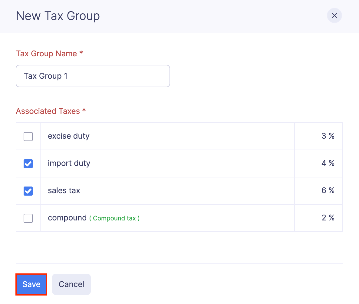 Create a New Tax Group