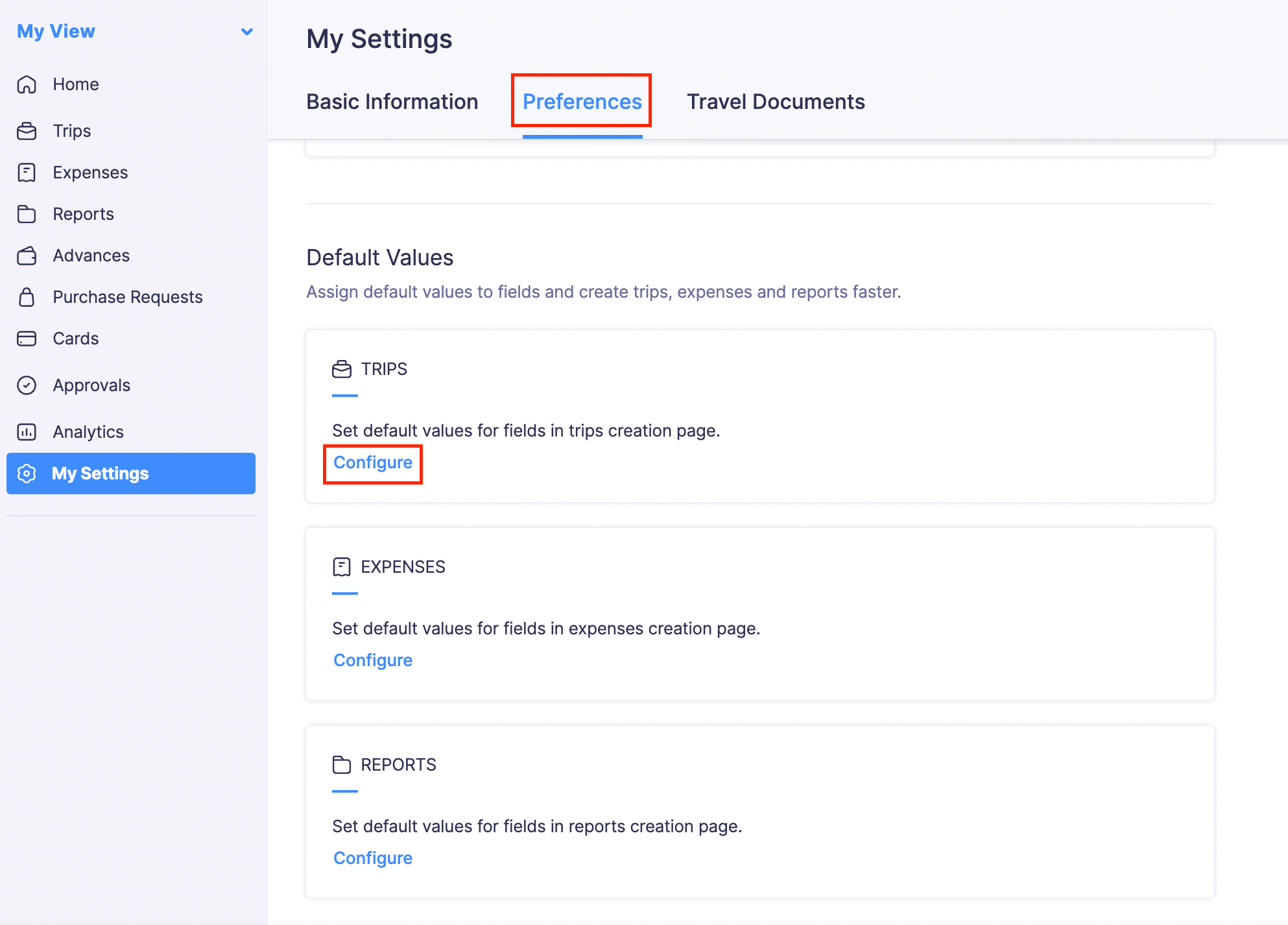 Set Trip Preferences