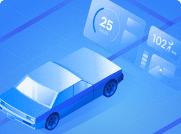 An illustrated car facing icons for mileage reimbursement
