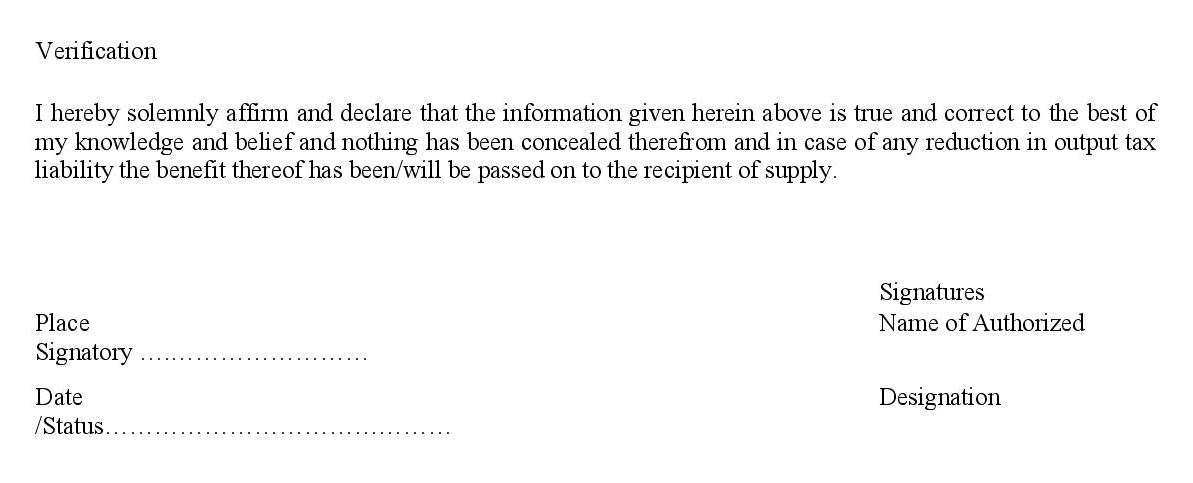 Verification in GSTR1A form