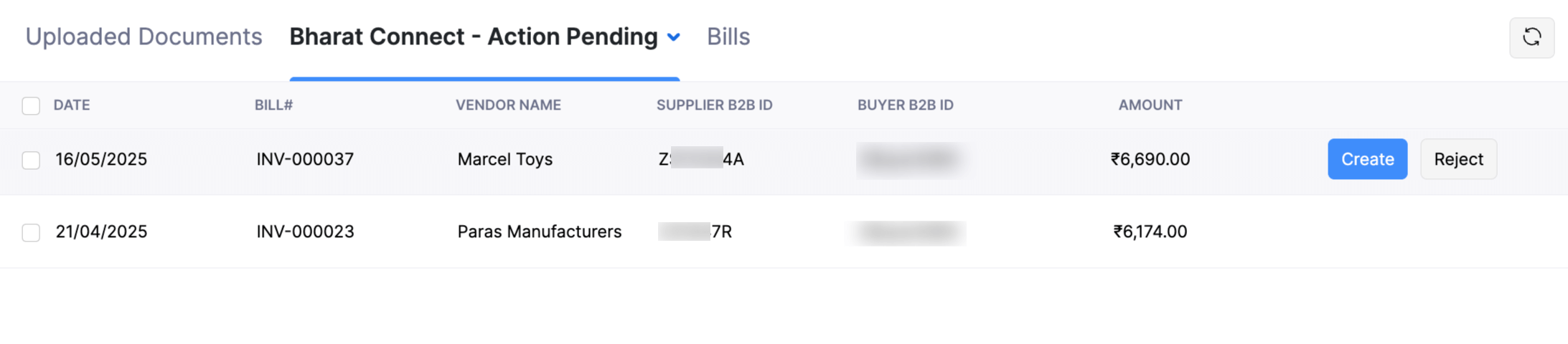 Create and Accept Bills