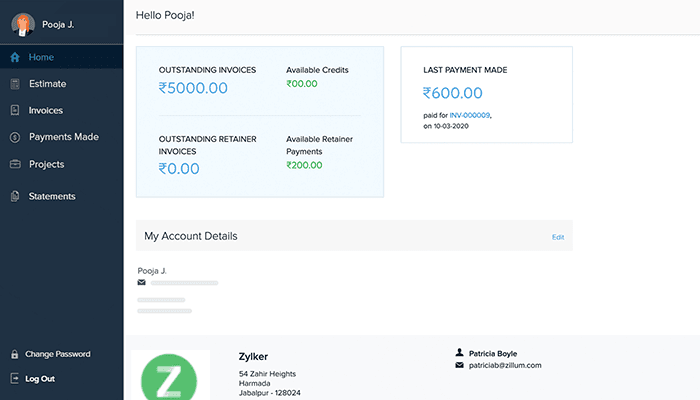 Let Clients Self-manage - Mid-Market Business Accounting Software | Zoho Books
