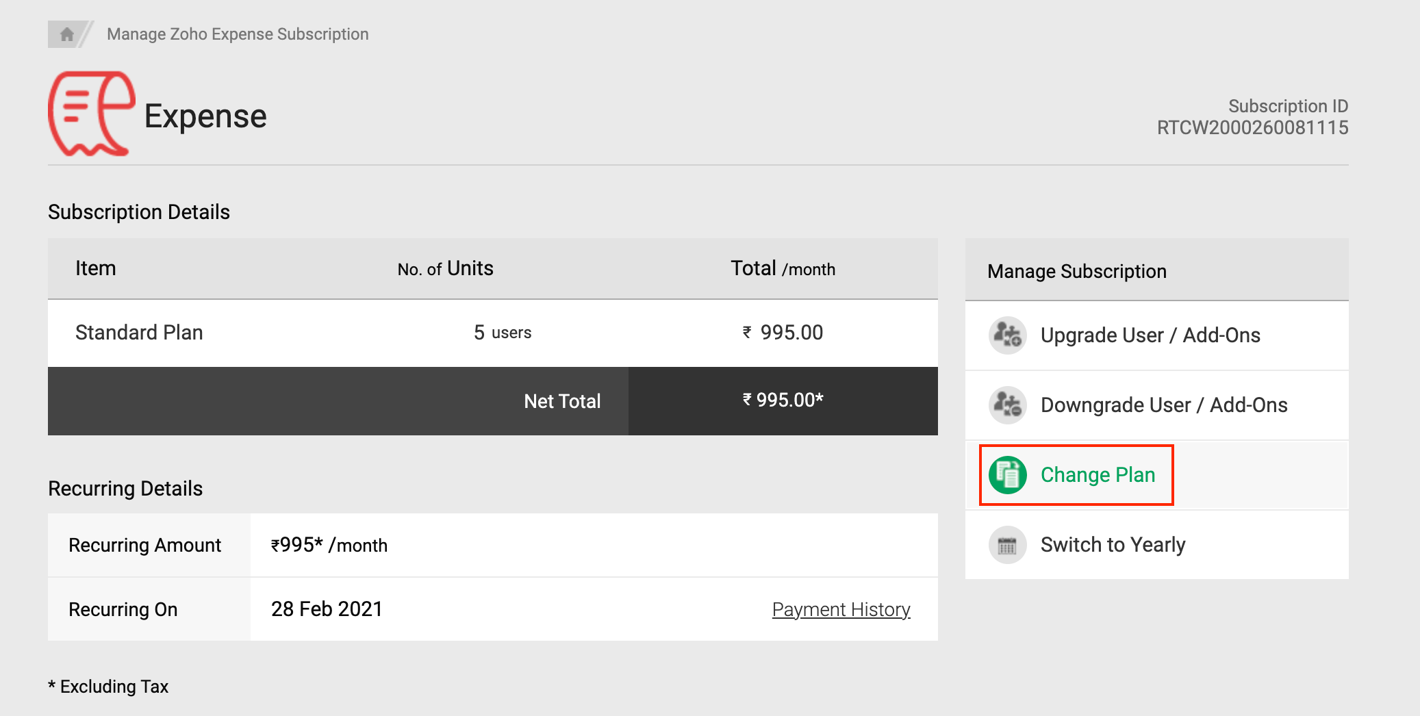 Downgrade Your Subscription
