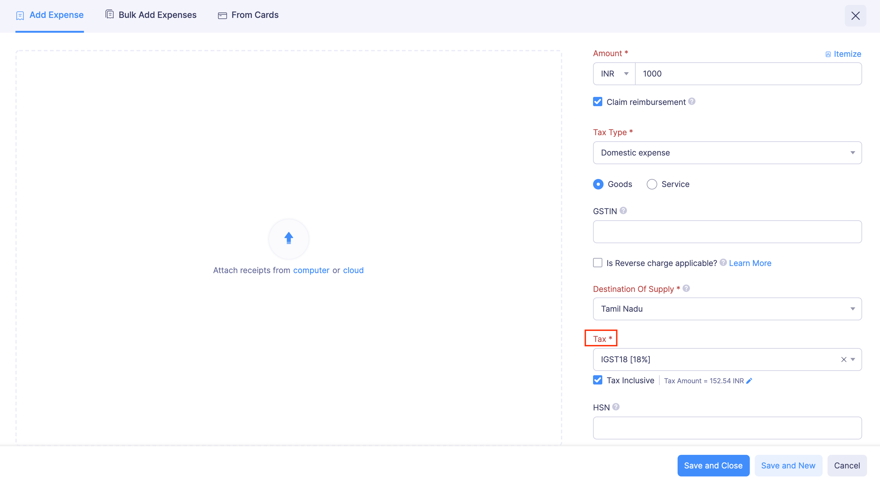 Apply GST to Expenses