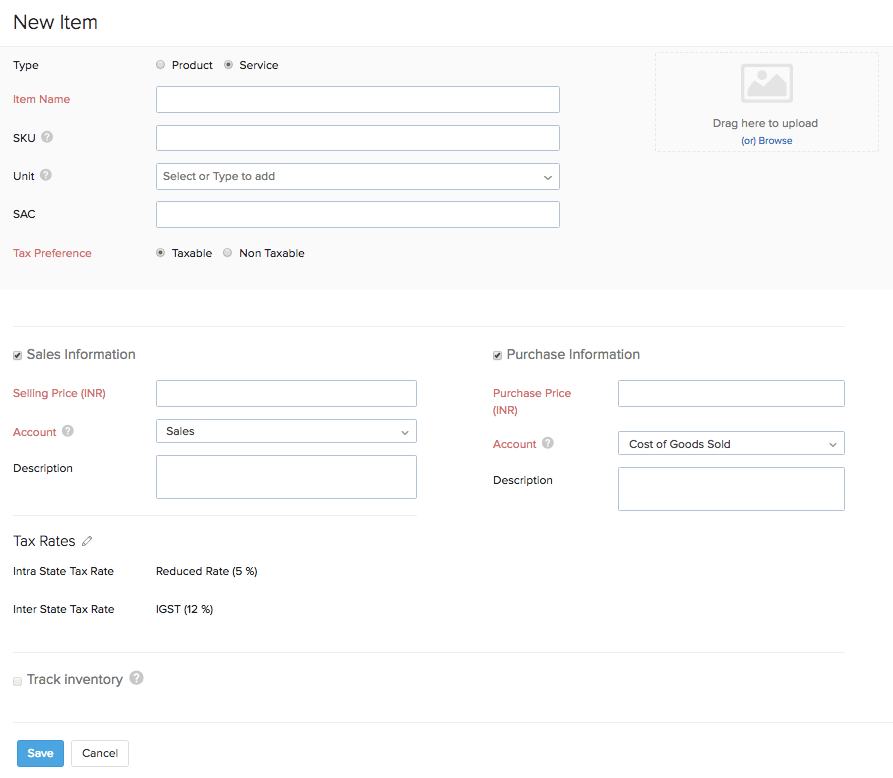Service Item Creation