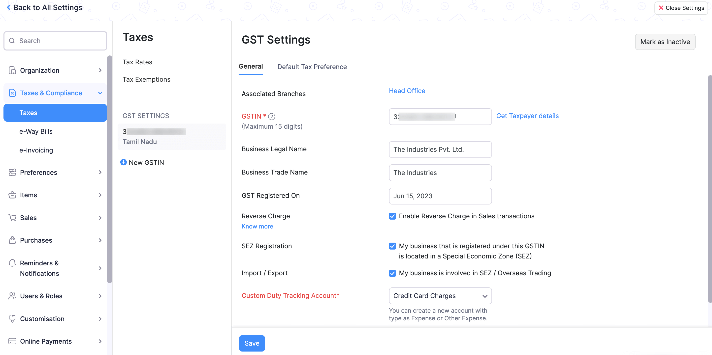 GST Settings