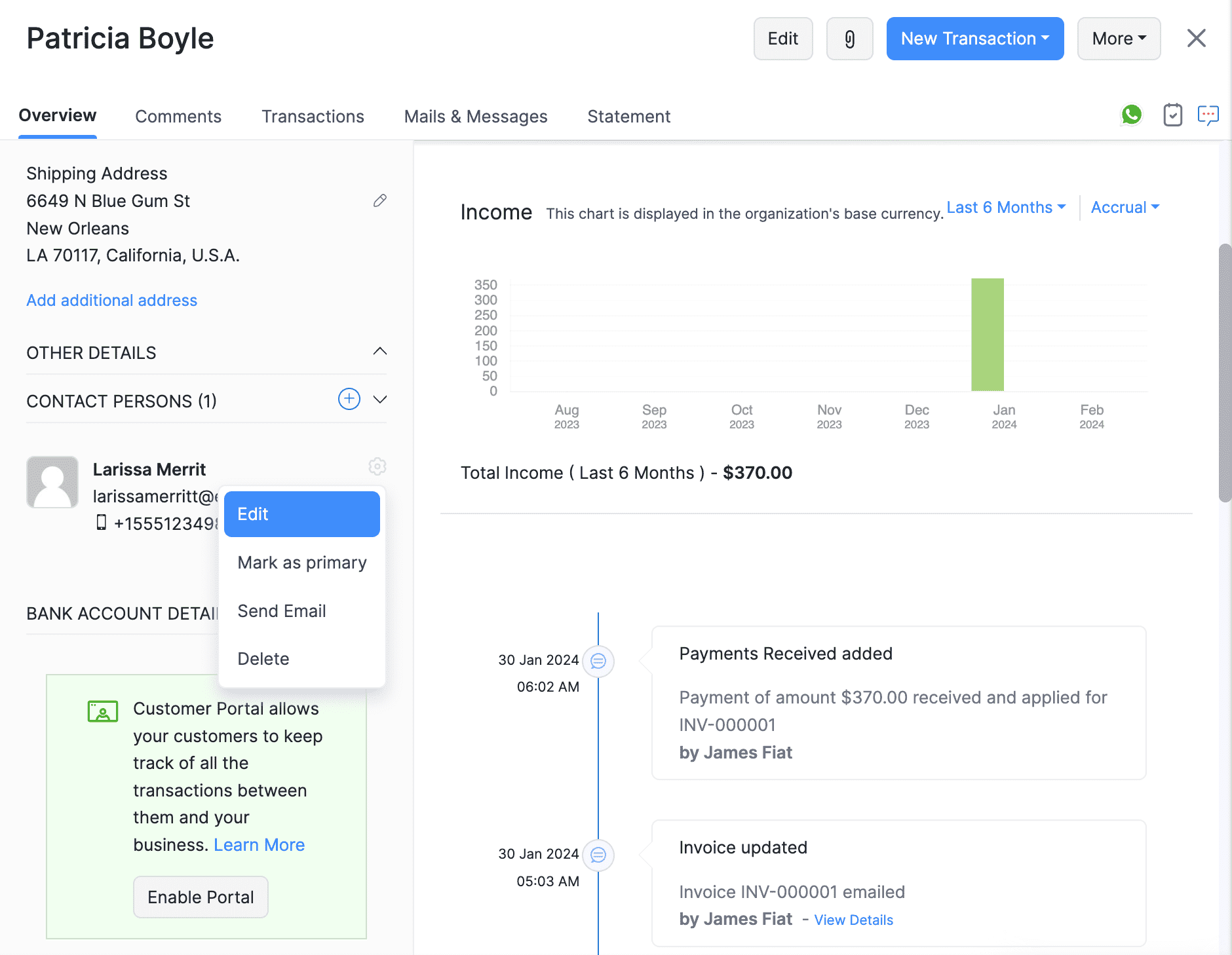 Enable Contact Person