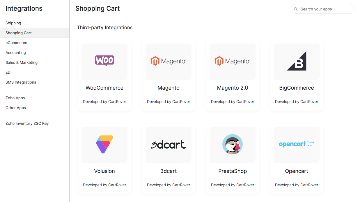 Zoho Inventory integration with cartrover