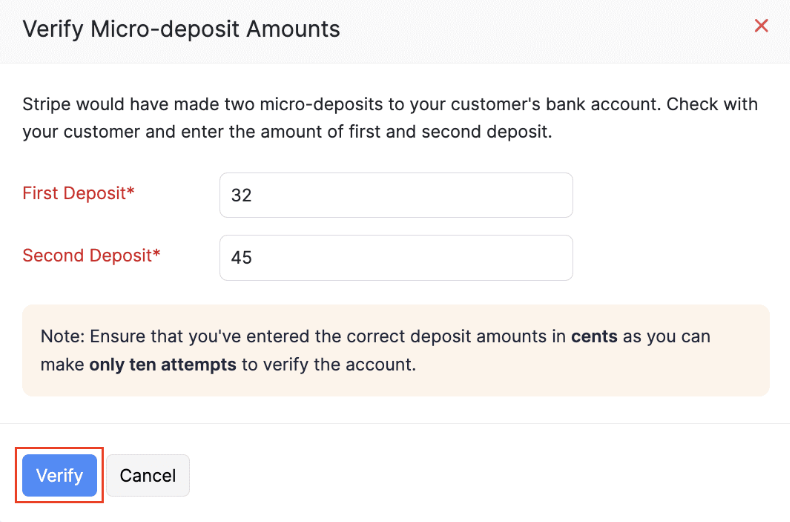 Micro Deposit Amount