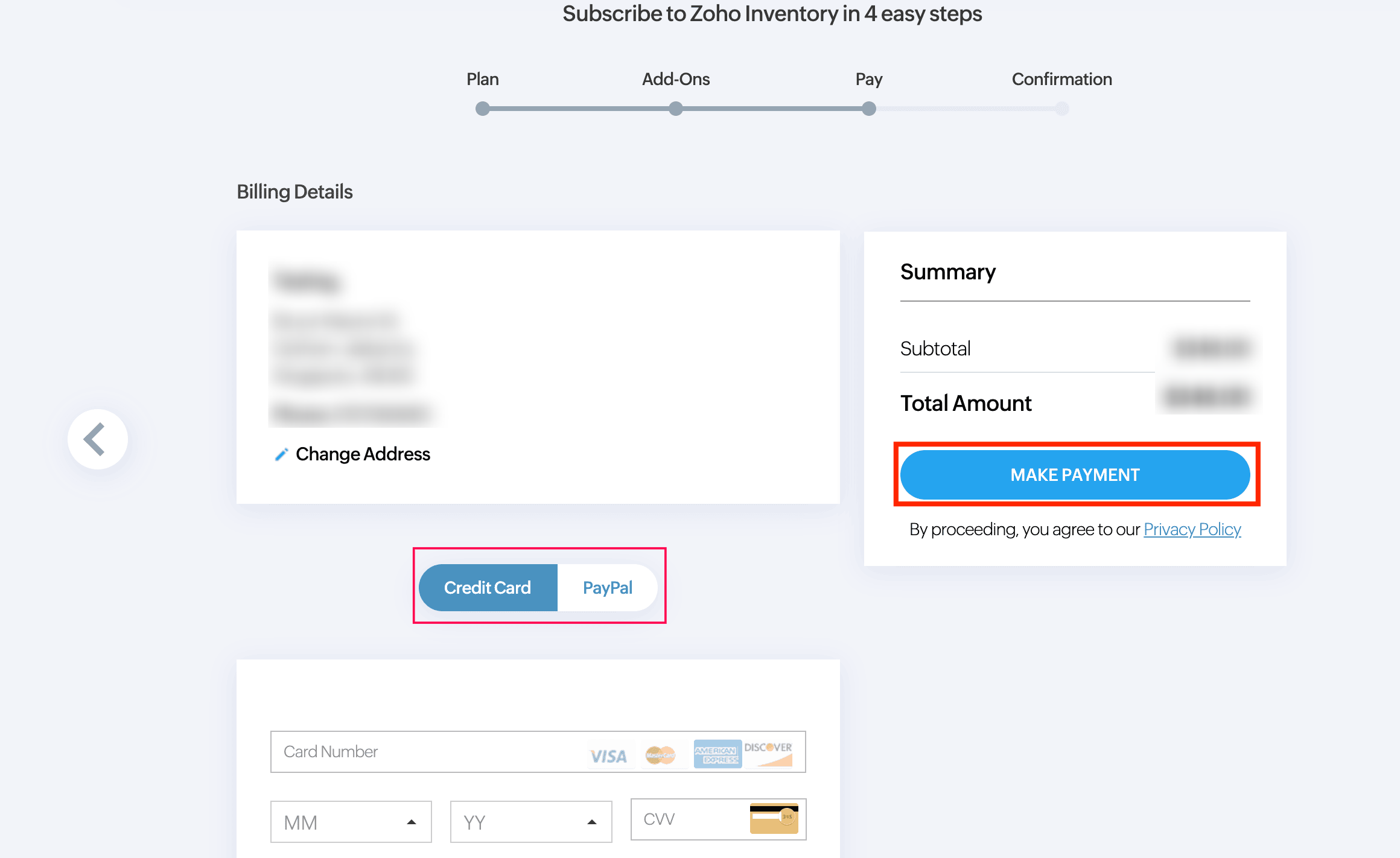 Zoho Inventory Pricing page