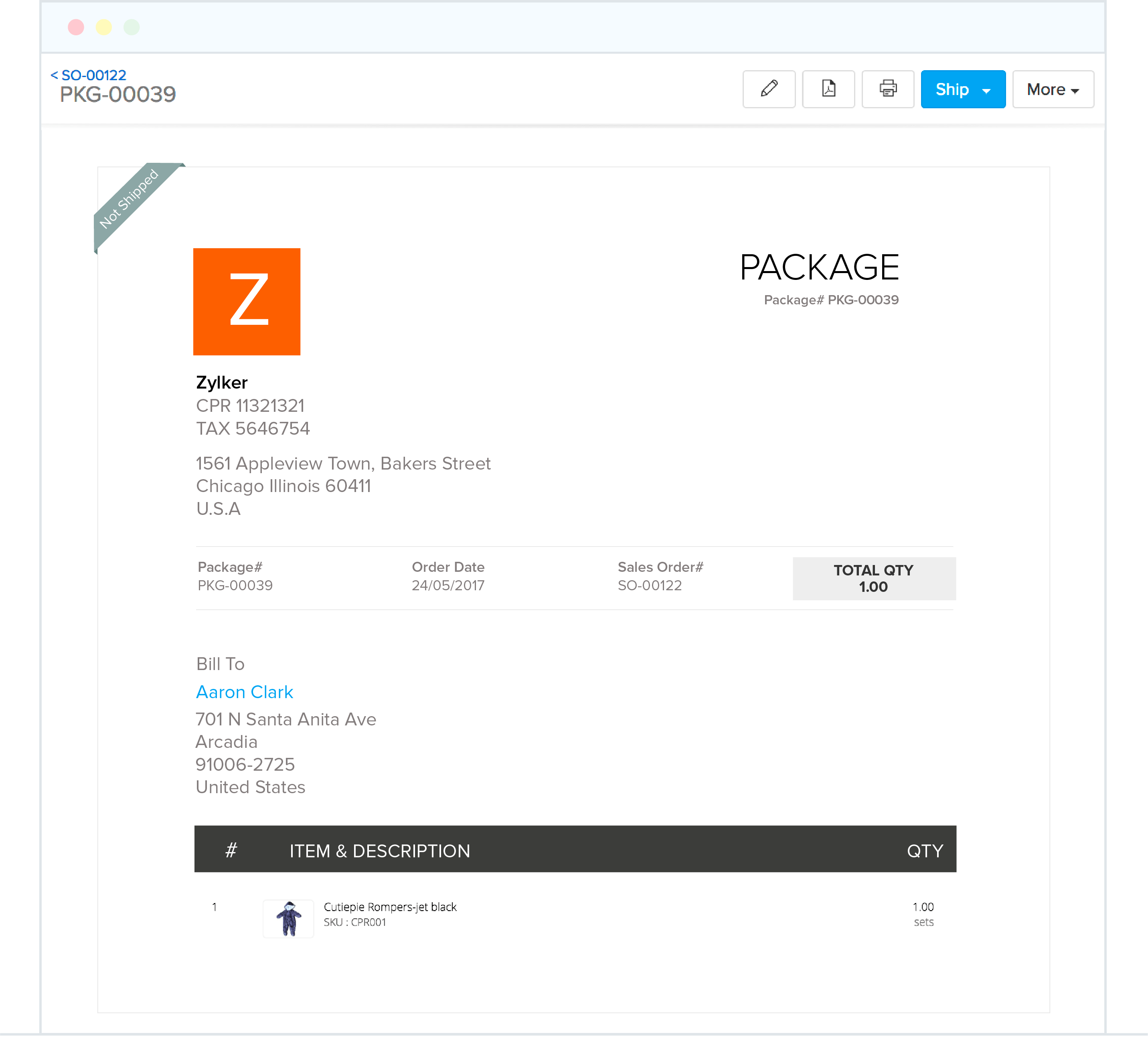 Package and shipping - Zoho Inventory