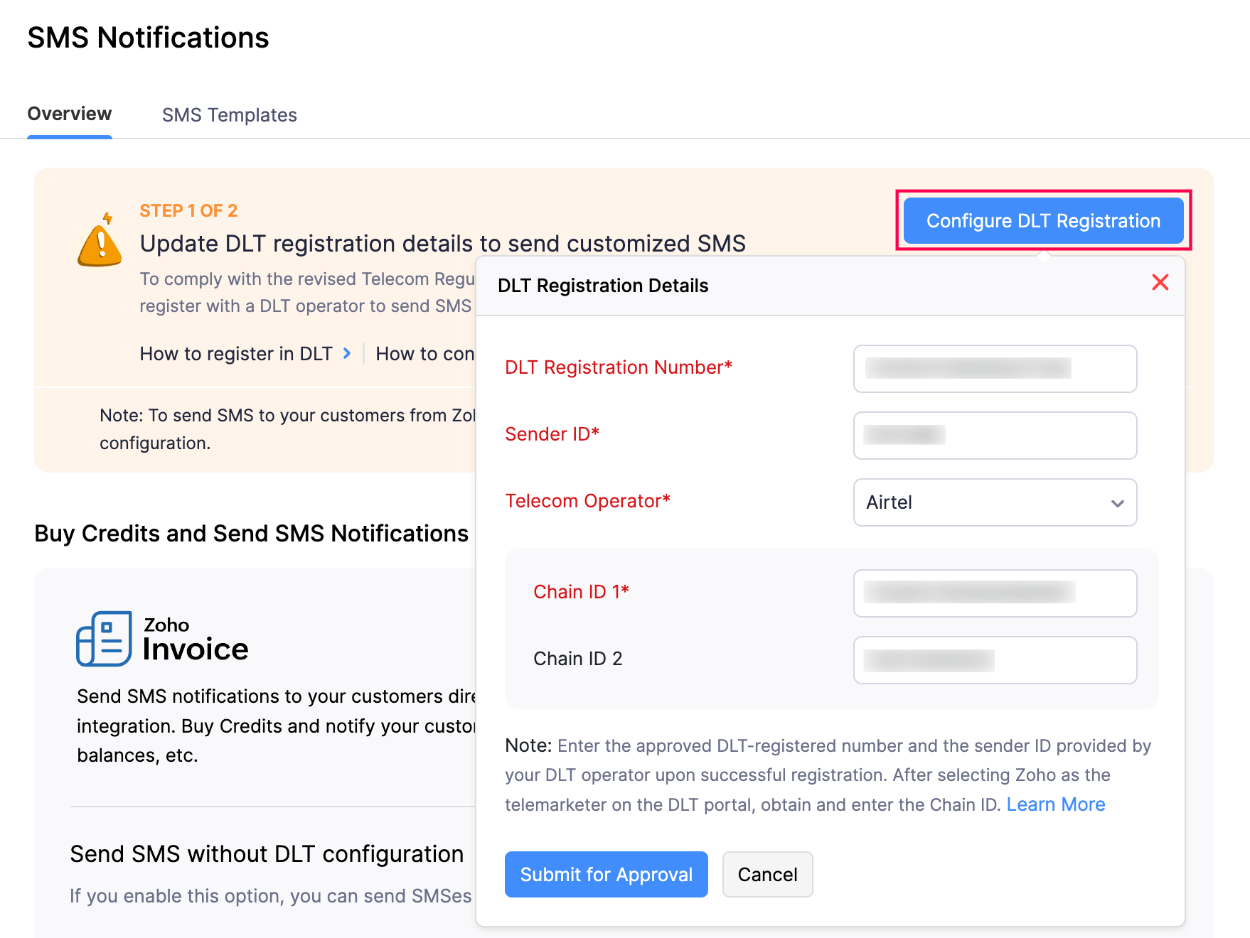 Configure DLT Registration