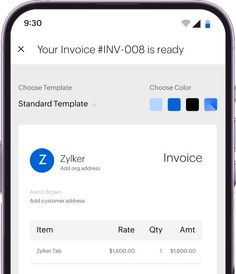 Send invoice PDFs with Zoho Invoice