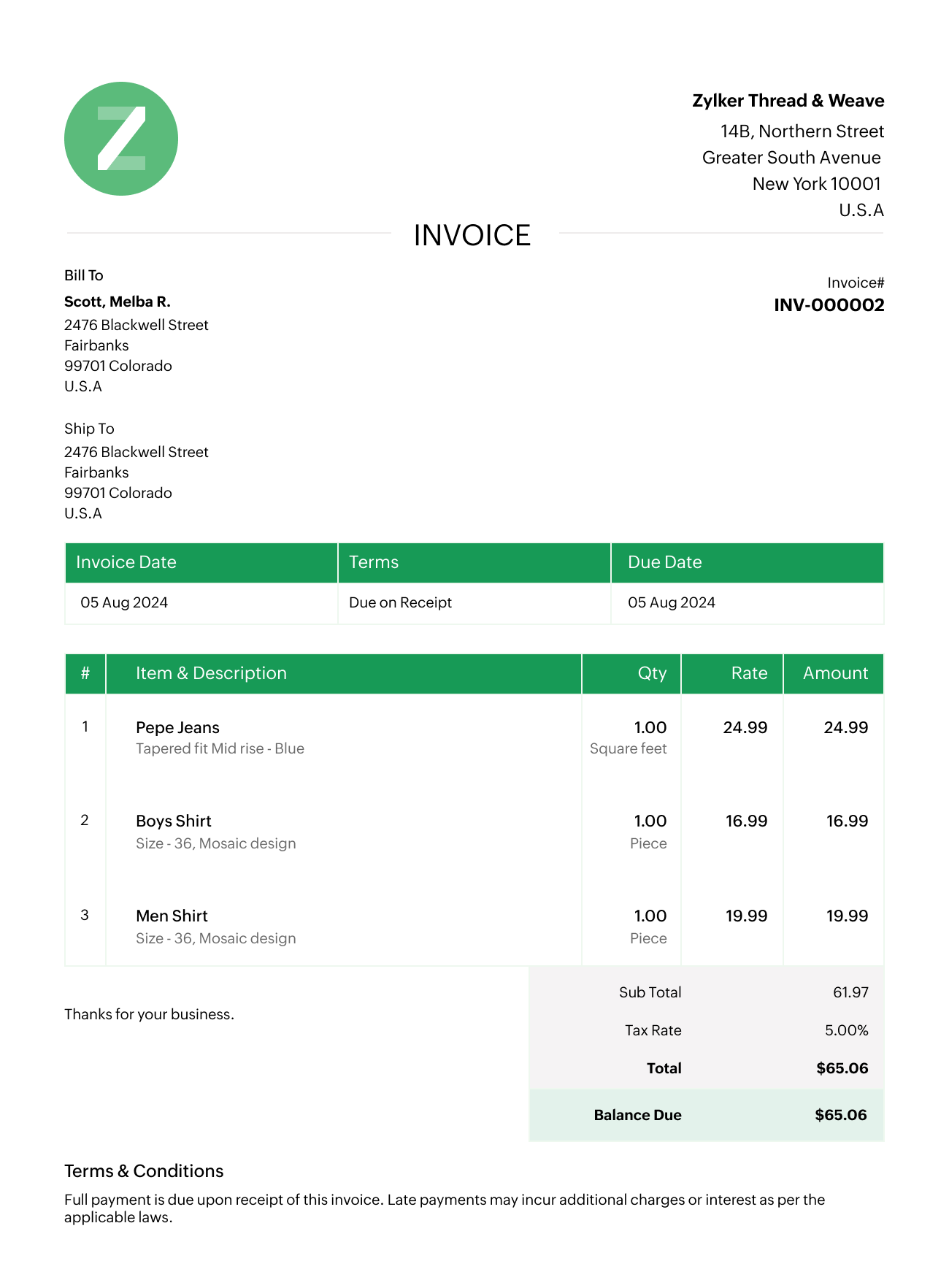 Sales Invoice Template