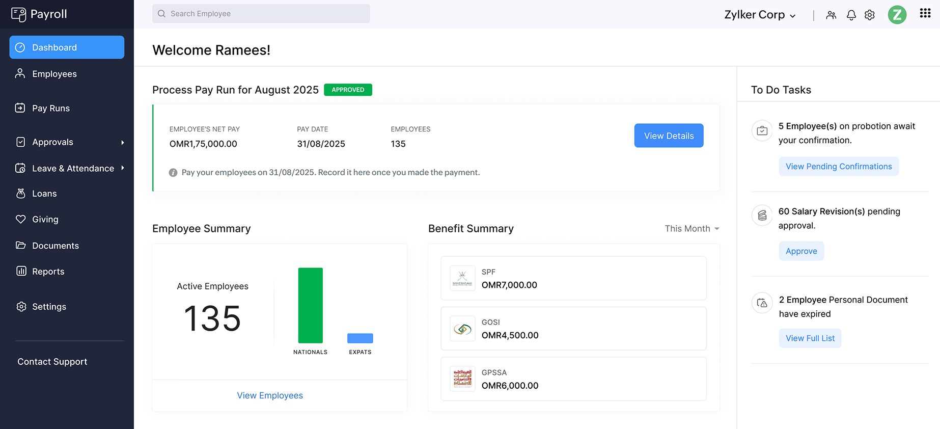 Zoho Payroll - Overview