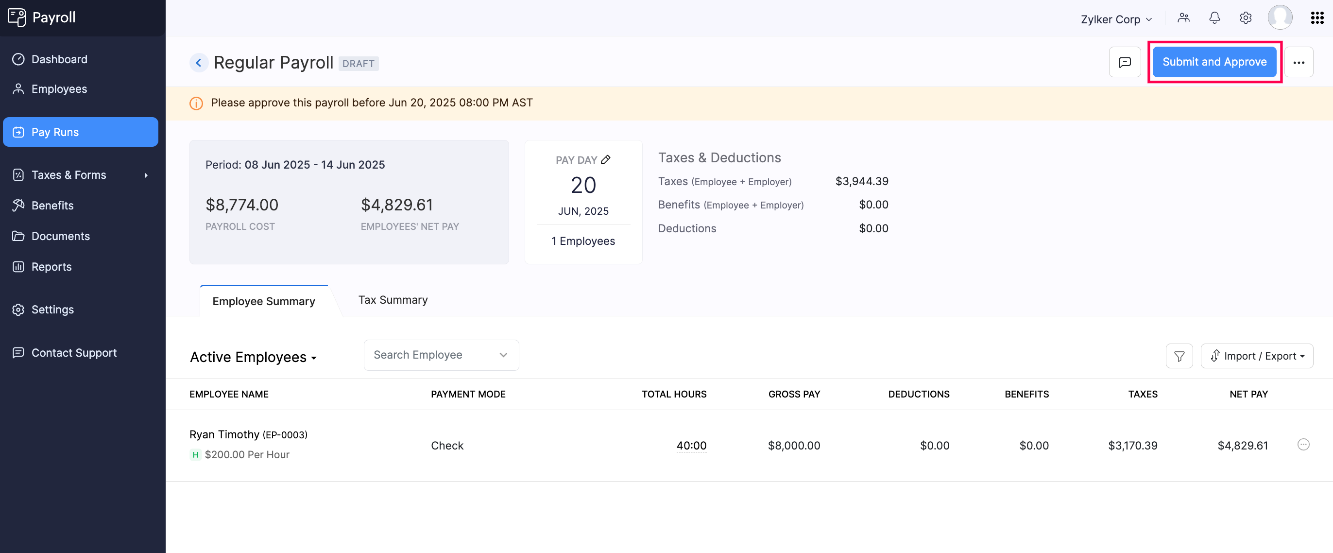 Submit and Approve Regular Payroll