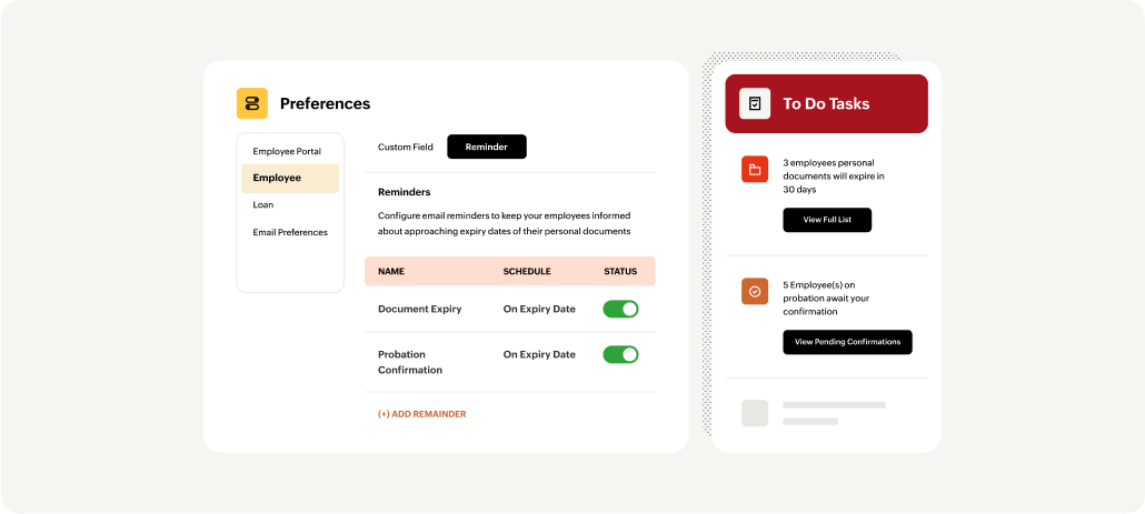 Image showing the configuration of Zoho Payroll saudi edition