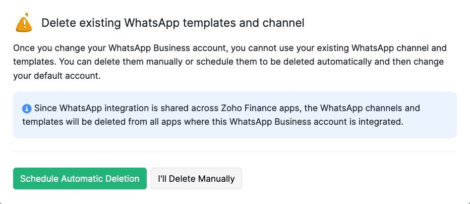 Change Account Pop-up