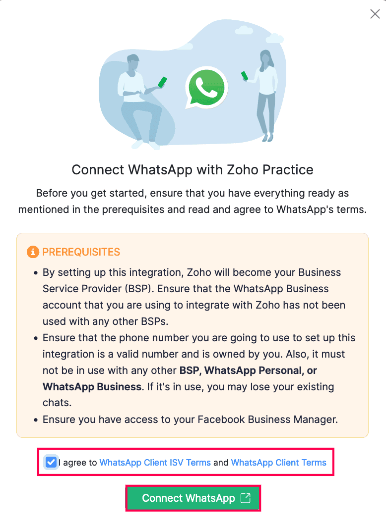 Connect to WhatsApp Pop-up