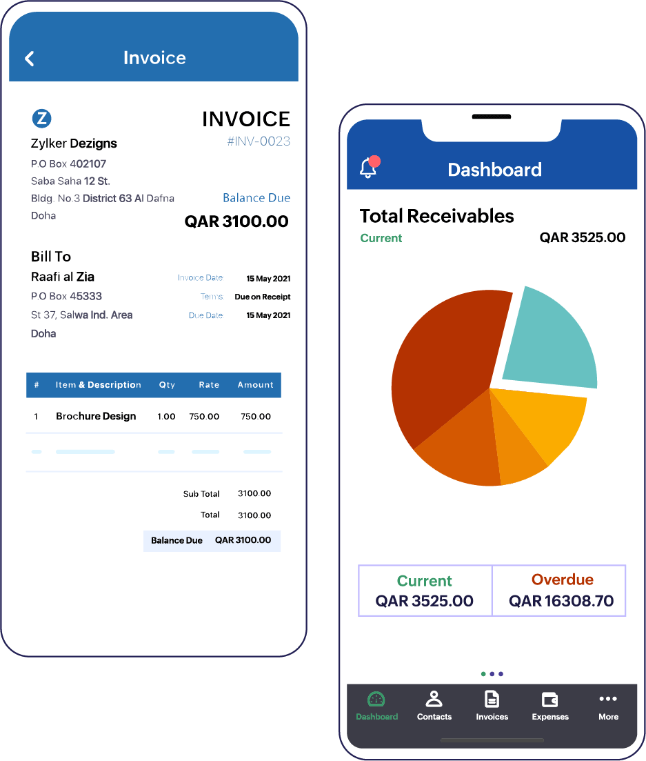 Create invoices and get real-time updates directly from Zoho Invoice mobile app