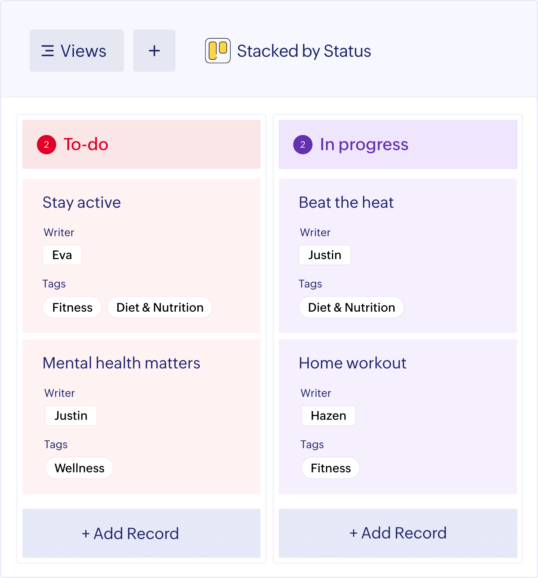 Track progress with Kanban View