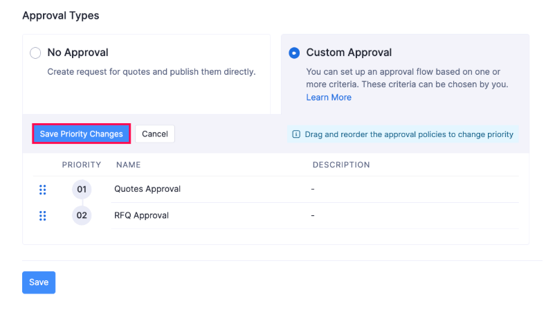Save Priority Changes