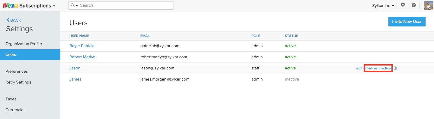 changing user&rsquo;s status